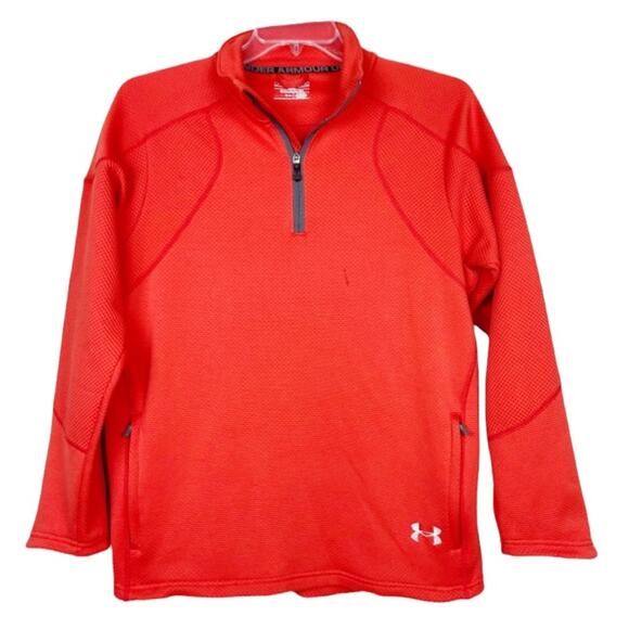 Under Armour Orange Fuego Quarter Zip Sweater Sz M - Picture 1 of 10